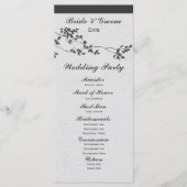 Zwart-wit minimalistische vogels huwelijksprogramm programmakaart (Voorkant)