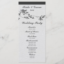 Zwart-wit minimalistische vogels huwelijksprogramm programmakaart