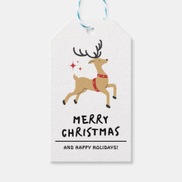 Zwart-wit minimalistische vrolijke kerst cadeaulabel