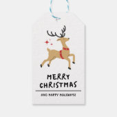 Zwart-wit minimalistische vrolijke kerst cadeaulabel (Achterkant)