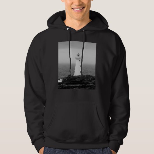Zwart-wit minimalistische vuurtoren hoodie (Voorkant)