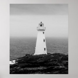 Zwart-wit minimalistische vuurtoren poster