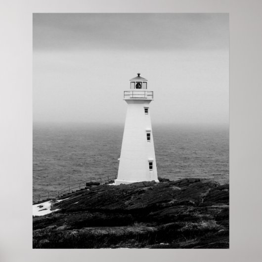 Zwart-wit minimalistische vuurtoren poster (Voorkant)
