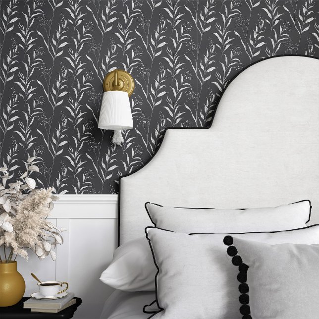 Zwart-wit minimalistische wijnstok behang (Creator heeft geüpload)