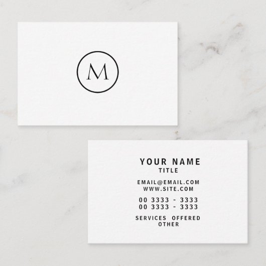 Zwart-wit Minimalistische Witte Achtergrond Met Visitekaartje (Voorkant / Achterkant)