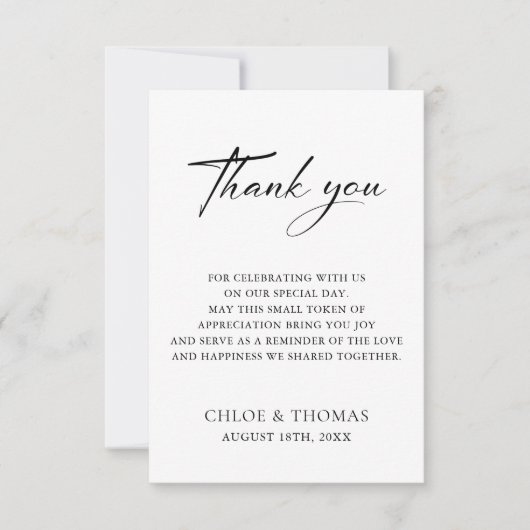 Zwart & Wit Minimalistische Witte Bruiloft Bedankkaart (Voorkant)
