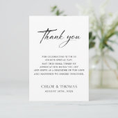 Zwart & Wit Minimalistische Witte Bruiloft Bedankkaart (Staand voorkant)