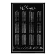 Zwart-wit minimalistische zitplaatskaart Print