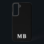 Zwart-wit | Minimummonogram modern Initiaal Samsung Galaxy Hoesje<br><div class="desc">Dit stijlvolle ontwerp van de telefoonbehuizing is voorzien van een eenvoudig modern ontwerp in zwart-wit. Maak één van een aardig telefoongeval met de initialen en de naam van de douane. Het zal een cool, uniek geschenk zijn voor iemand speciaal of jezelf. Als u de doopvonten of de positie wilt veranderen,...</div>