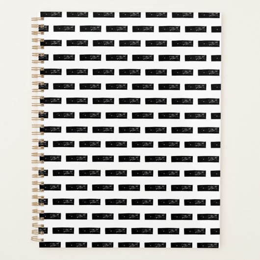 Zwart-wit "Minus" Wiskunde Symbool Lino Cut Planner (Voorkant)