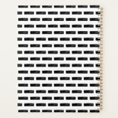 Zwart-wit "Minus" Wiskunde Symbool Lino Cut Planner (Achterkant)