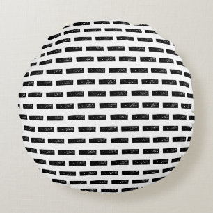 Zwart-wit "Minus" Wiskunde Symbool Lino Cut Rond Kussen