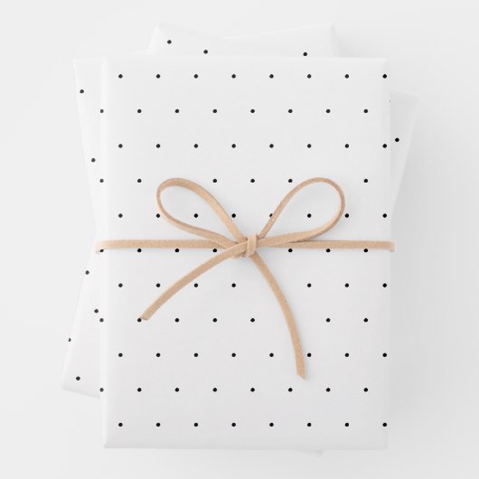 Zwart wit minuscule poladots, elegant inpakpapier vel (In situ)