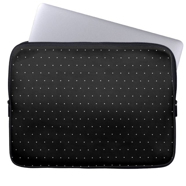 Zwart wit minuscule poladots patroon schattig laptop sleeve (Voorkant)