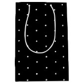 Zwart wit minuscule polka dots patroon cadeau medium cadeauzakje (Voorkant)