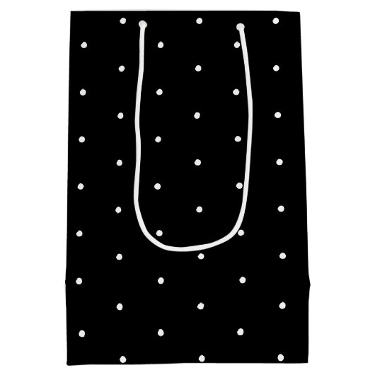 Zwart wit minuscule polka dots patroon cadeau medium cadeauzakje (Achterkant)