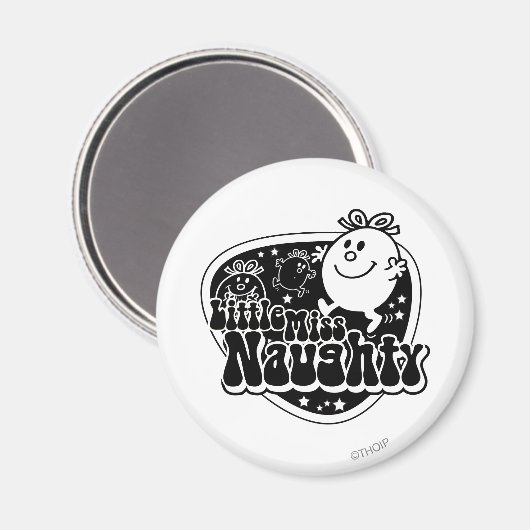 Zwart-wit Miss Naughty Magneet (Voorkant / Achterkant)