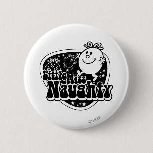 Zwart-wit Miss Naughty Ronde Button 5,7 Cm