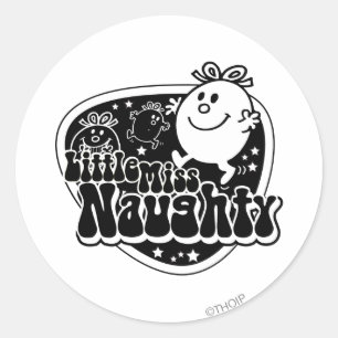 Zwart-wit Miss Naughty Ronde Sticker