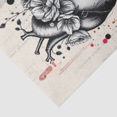 Zwart-wit Mixed Media Heart Decoupage Tissuepapier (Detail)