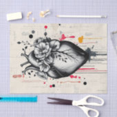 Zwart-wit Mixed Media Heart Decoupage Tissuepapier (Craft)