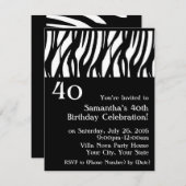 Zwart + Wit Mod Zebra 40e Feest Uitnodigingen (Voorkant / Achterkant)