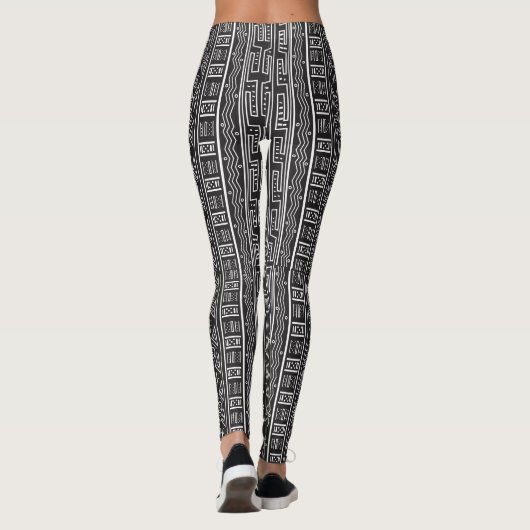 Zwart-wit modderdoek print Leggings (Achterkant)