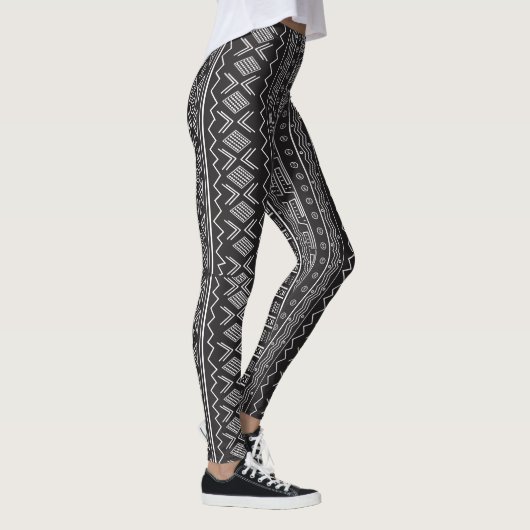 Zwart-wit modderdoek print Leggings (Rechts)