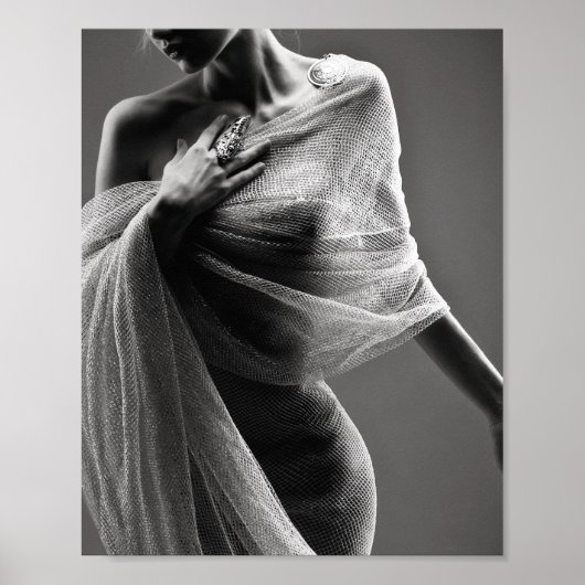 Zwart-wit Mode Model Poster (Voorkant)