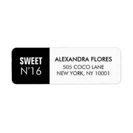 Zwart & Wit Mode Sweet 16 retouradres Etiket