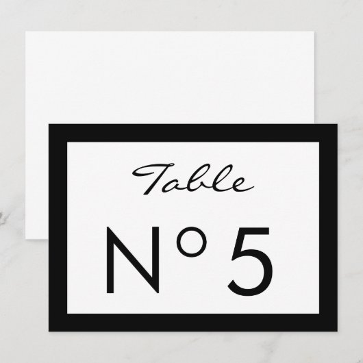 Zwart & Wit Mode Sweet 16 TAFELNUMMER KAART (Voorkant / Achterkant)