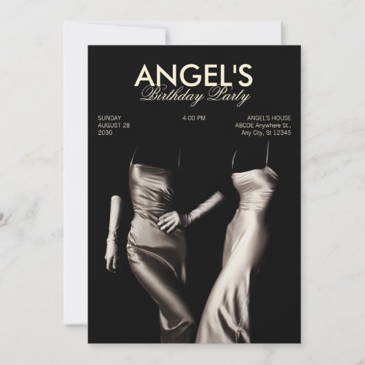 ZWART WIT MODE ZIJDE JURK GLAMOUR ESTHETISCH  KAART (Voorkant)