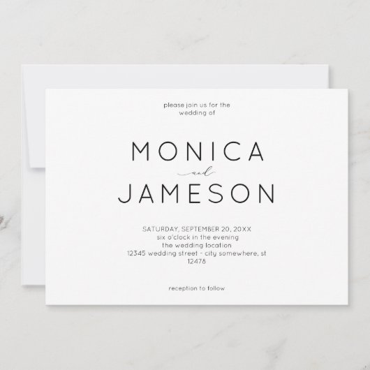 Zwart & Wit Modern 1 Trouw Uitnodiging (Voorkant)