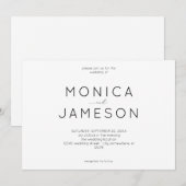 Zwart & Wit Modern 1 Trouw Uitnodiging (Voorkant / Achterkant)