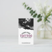 Zwart & Wit Modern 2 Foto QR Code Tattooist Visitekaartje (Staand voorkant)