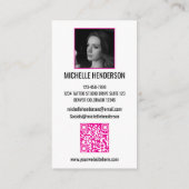 Zwart & Wit Modern 2 Foto QR Code Tattooist Visitekaartje (Achterkant)