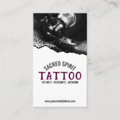 Zwart & Wit Modern 2 Foto QR Code Tattooist Visitekaartje (Voorkant)
