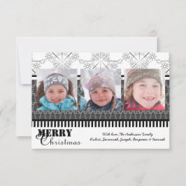 Zwart & Wit Modern 3 Foto's - 3x5 Kerstkaart Kaart