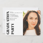 Zwart wit, modern, 3 foto's afstuderen kaart (Achterkant)