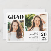 Zwart wit, modern, 3 foto's afstuderen kaart (Voorkant)