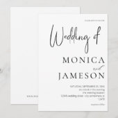 Zwart & Wit Modern 3 Trouwen Kaart (Voorkant / Achterkant)