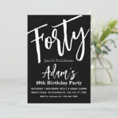 Zwart & Wit Modern 40e verjaardagsfeestje Kaart (Staand voorkant)