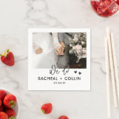 Zwart-wit modern aangepast fotohuwelijk servet (Insitu)