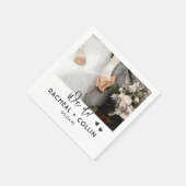 Zwart-wit modern aangepast fotohuwelijk servet (Hoek)