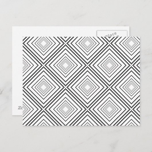 Zwart wit modern abstract geometrisch patroon briefkaart (Voorkant / Achterkant)