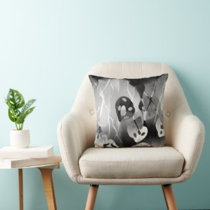 Zwart-wit, modern Abstract Kussen