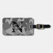 Zwart-wit modern Abstract monogram Bagagelabel (Voorkant horizontaal)