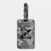 Zwart-wit modern Abstract monogram Bagagelabel (Achterkant verticaal)