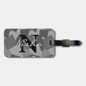 Zwart-wit modern Abstract monogram Bagagelabel (Achterkant horizontaal)