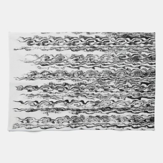 Zwart-wit modern Abstract patroon Theedoek (Horizontaal)